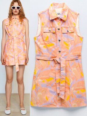 Zara | Dresses | Zara Rubberized Embroidered Poplin Dress